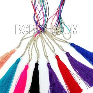 silver beads long strand necklace tassels fashion women 60 pieces free shipping